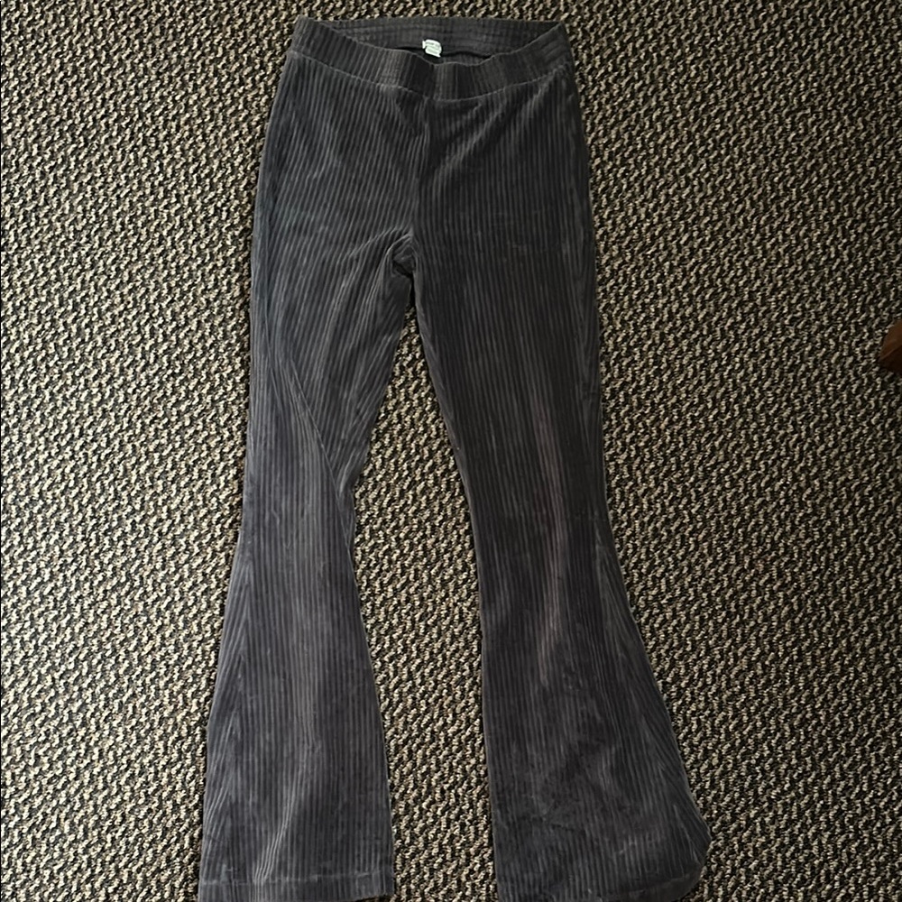 aerie Gray Corduroy Flare Pants
